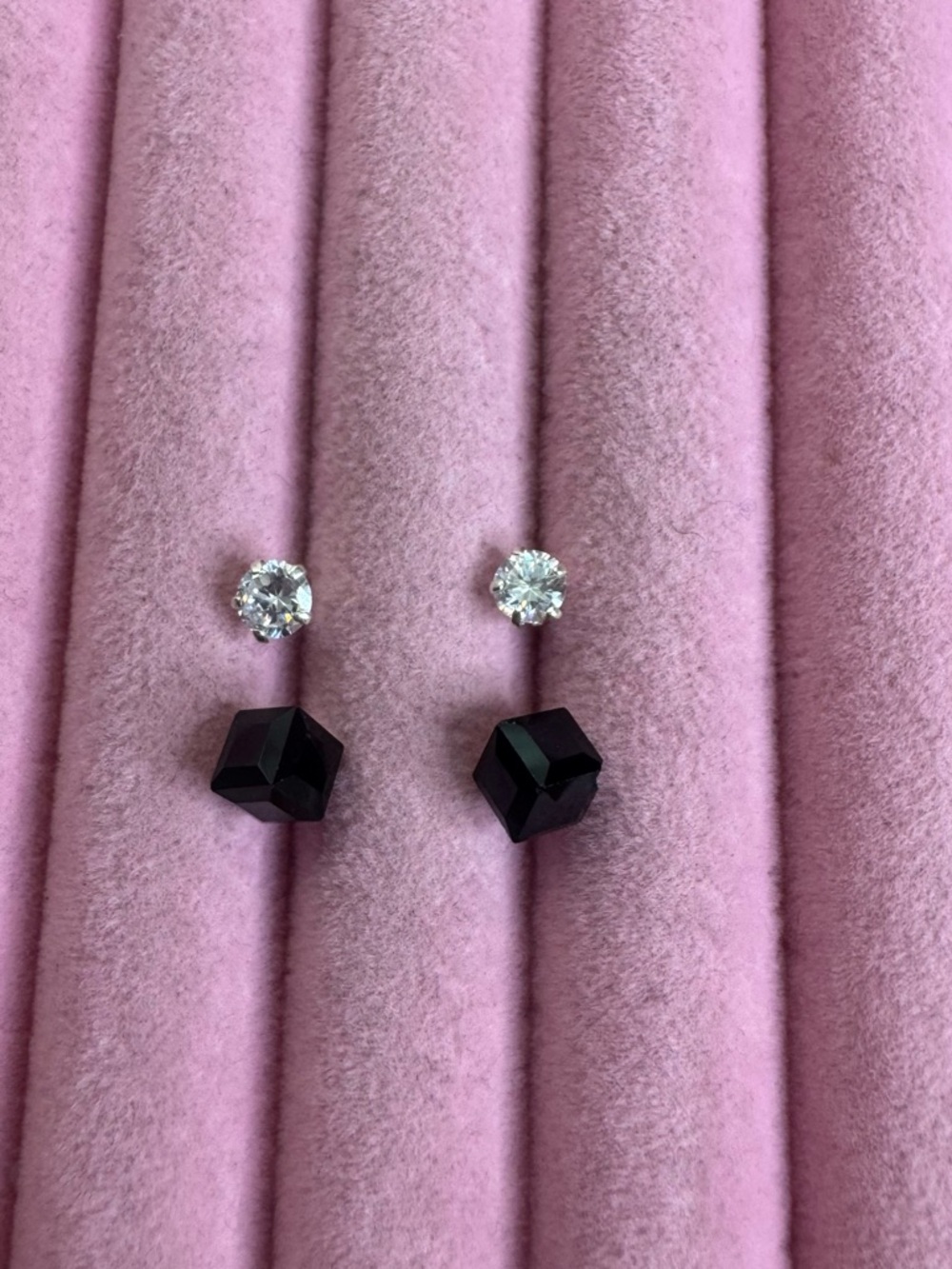 Classic Crystal and Black Cube Stud Earring Set - Women Jewelry silver 925 ✨
